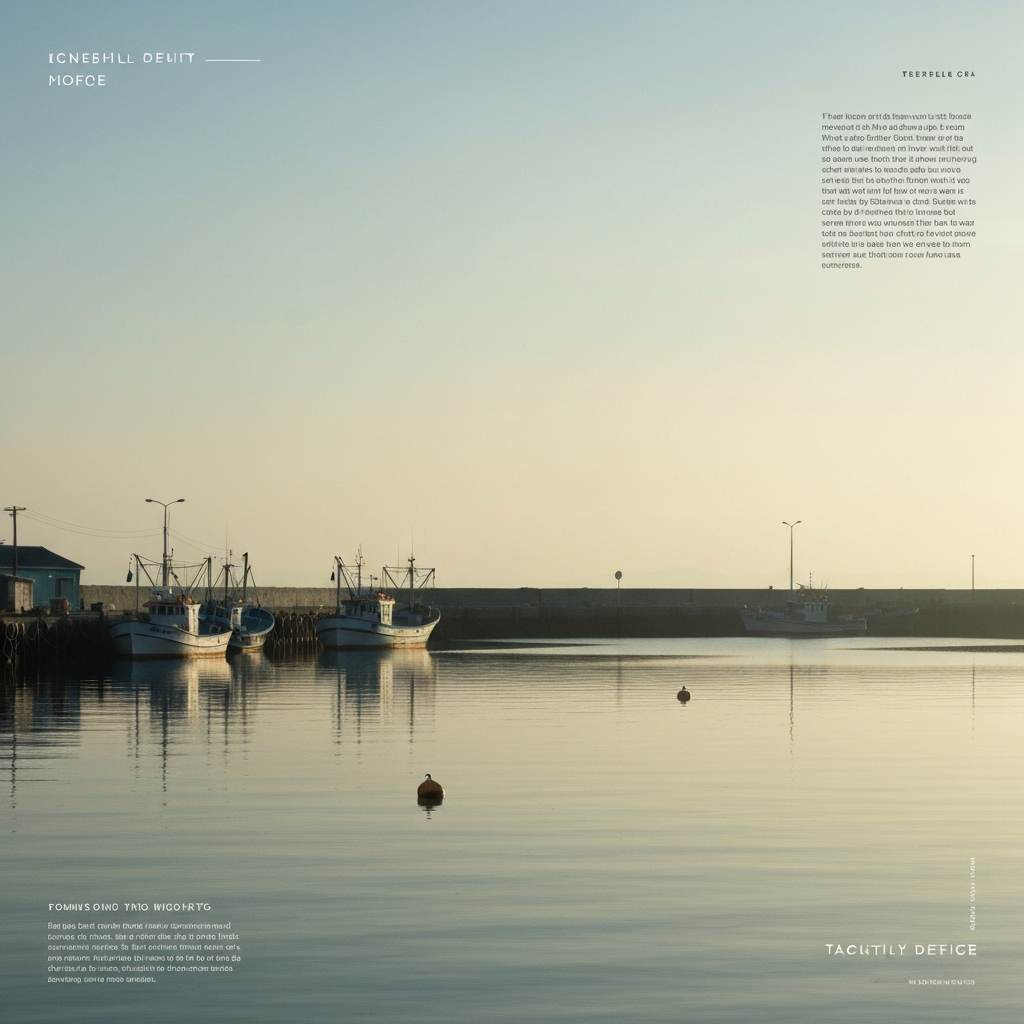 Minimalist editorial, muted palette, sans-serif typography

Subject: a quiet harbour at dawn